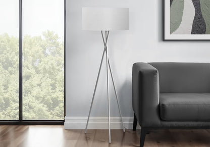 Modern Tripod Floor Lamp - 62" Black Metal & Ivory Shade - 3-Way Dimmable Lighting for Living Room & Bedroom