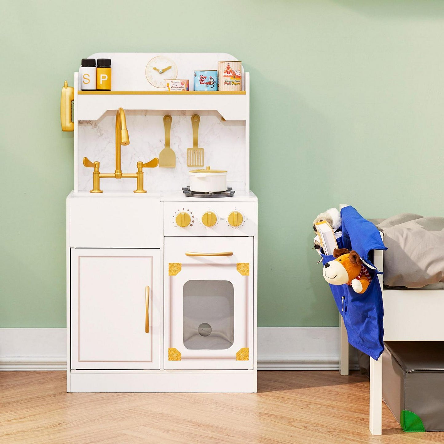 Teamson Kids Petite Versailles Classic Play Kitchen with Accessories. White