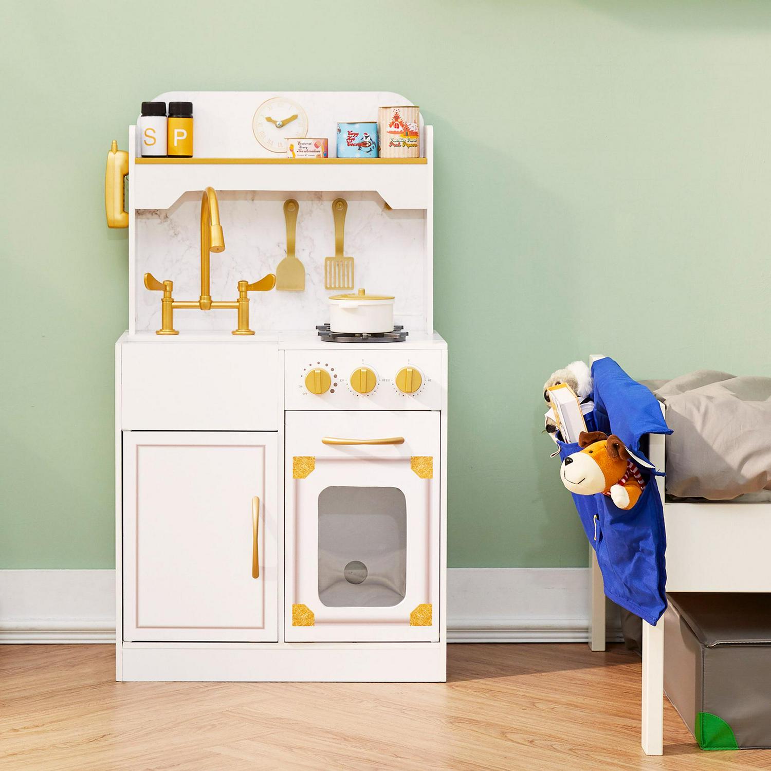 Teamson Kids Petite Versailles Classic Play Kitchen with Accessories. White