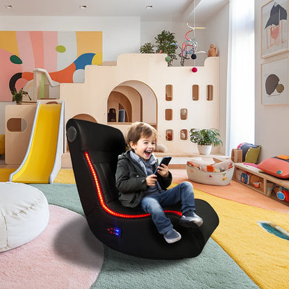 Folding Gaming Chair with Metal Speakers, RGB Lighting, Bluetooth, Vibration Massage & USB Port