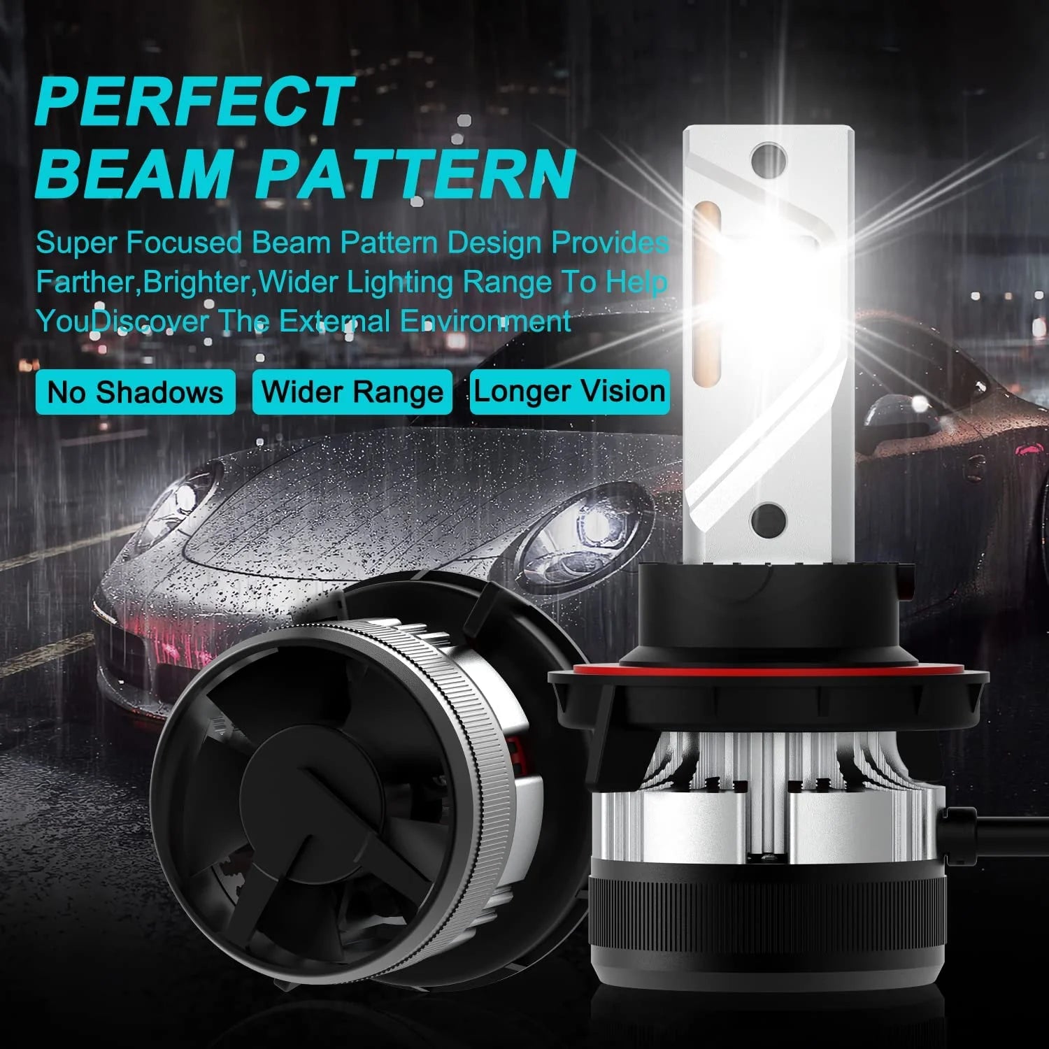 Alla Lighting 12000 Lumens 9008 H13 LED Headlights Bulbs, 6500K Xenon White, Xtreme Super Bright Dual High Low Beam Conversion Kits/DRL Replacement