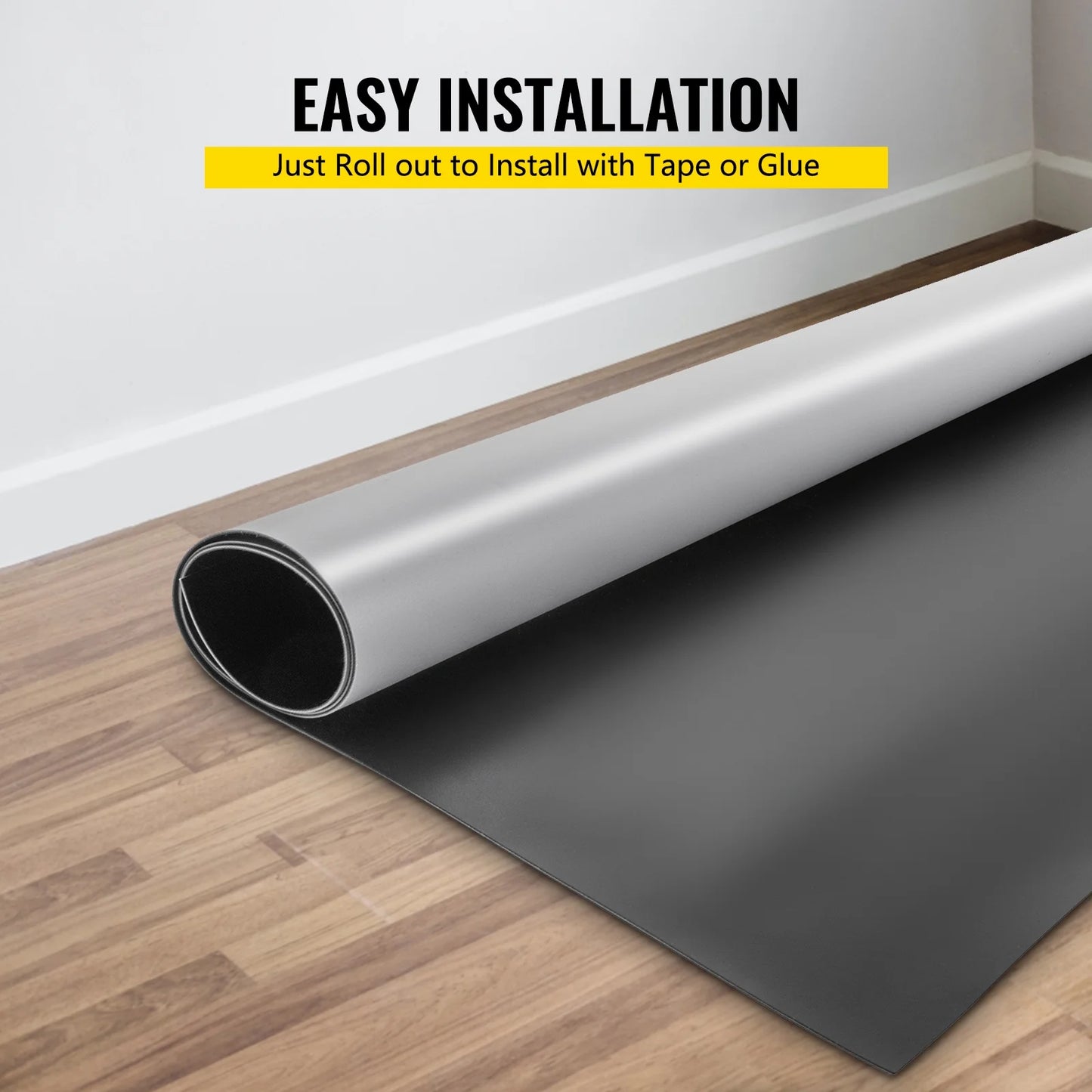KFFKFF 6.6 x 49.2 ft Dance Floor Roll Portable Practice Dance Floor 1.5mm Thickness PVC Dance Flooring Grey/Black Roll out Dance Floor Non-slide