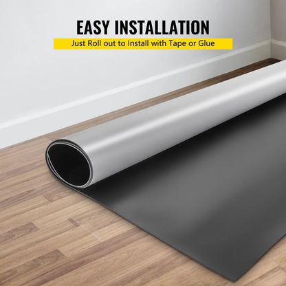KFFKFF 6.6 x 49.2 ft Dance Floor Roll Portable Practice Dance Floor 1.5mm Thickness PVC Dance Flooring Grey/Black Roll out Dance Floor Non-slide