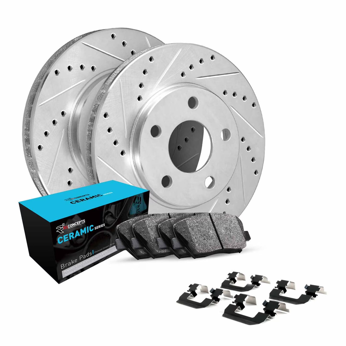 R1 Concepts Front Brakes and Rotors Kit |Front Brake Pads| Brake Rotors and Pads| Ceramic Brake Pads and Rotors |Hardware Kit WGWH1-56019