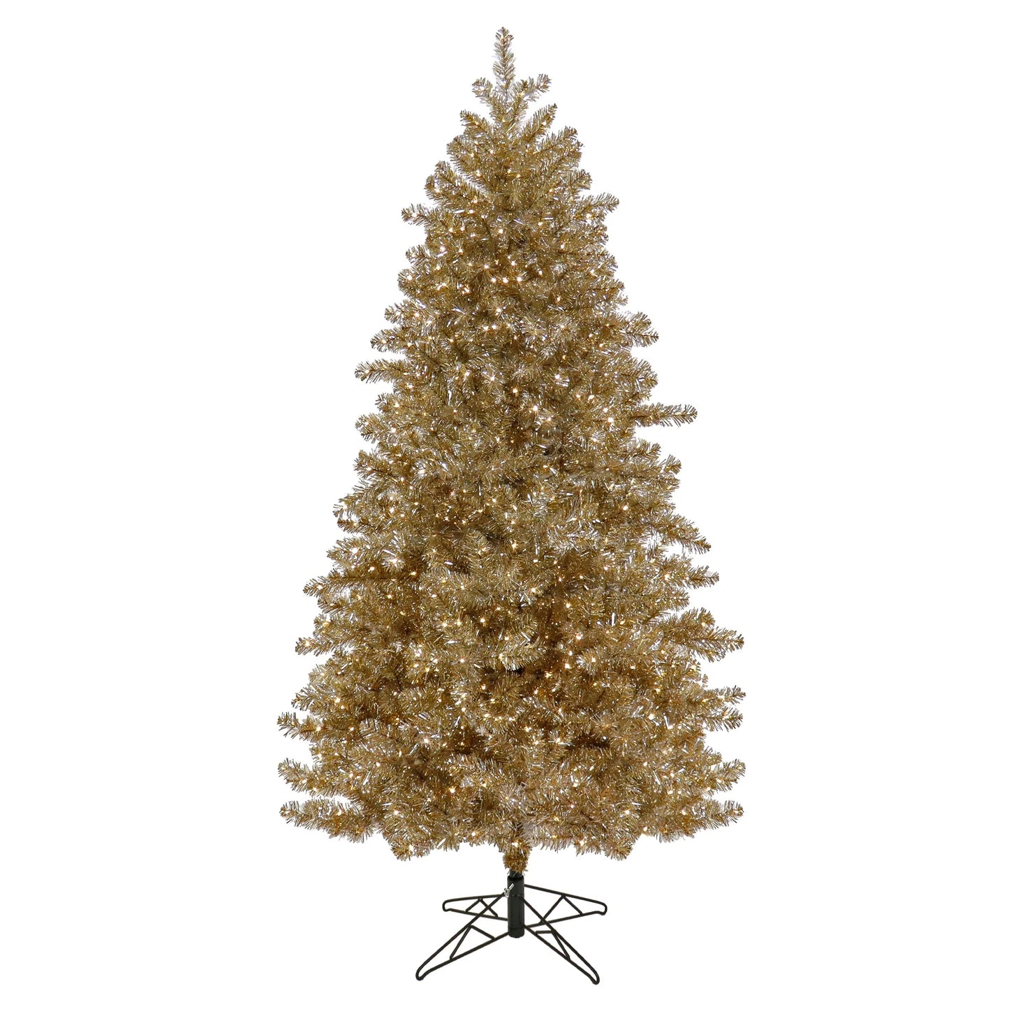 National Tree Company Pre-Lit Artificial Christmas Tree, Platinum, Tinsel, 1250 Warm White LED Rice Lights, Includes Stand, 7.5 Feet