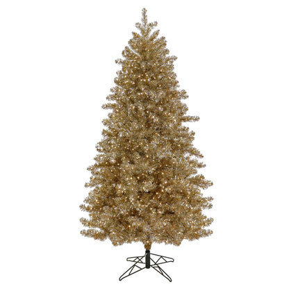 National Tree Company Pre-Lit Artificial Christmas Tree, Platinum, Tinsel, 1250 Warm White LED Rice Lights, Includes Stand, 7.5 Feet