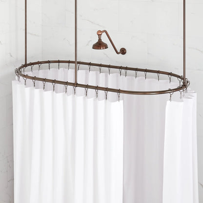 Signature Hardware SH555013CP 30" X 60" Oval Brass Shower Ring WITH Ceiling Supports & Mounting Hardware-Chrome