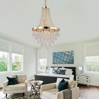 ACE-LIGHTS,Gold Crystal Chandeliers(Bulbs Not Included),Large Contemporary Luxury Ceiling Lighting for Living Room,Dining Room,Bedroom,Hallway(Golden)