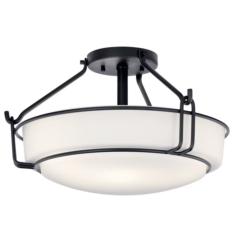 44085NI-Kichler Lighting-Alkire - 3 light Semi-Flush Mount - with Transitional inspirations - 9.25 inches tall by 16.5 inches wide-Brushed Nickel