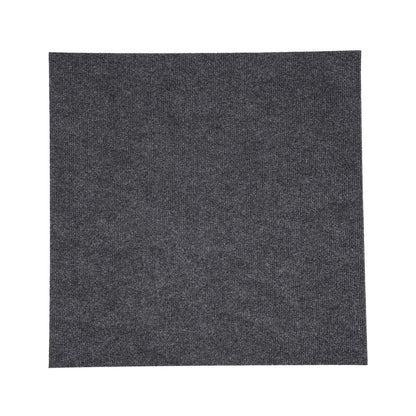 Dark Grey Carpet Tiles 24x24in, Low-Maintenance Polyester Fiber, Self-Adhesive 15-Pcs Set with Effortless Cleaning, Suitable for Hotels & Warehouses