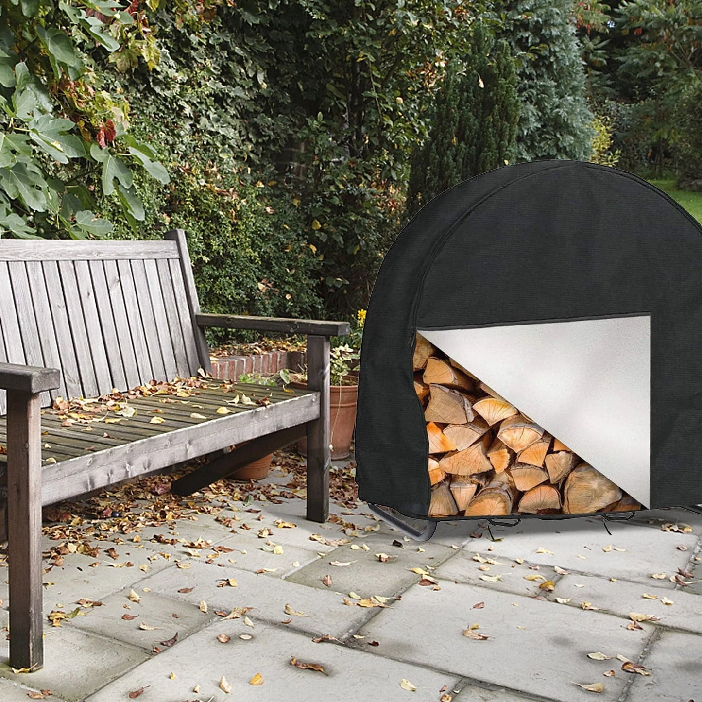 Christmas Gifts Clearance! Cbcbtwo Firewood Log Hoop Cover, Outdoor Heavy Duty Oxford Waterproof And Weather Resistant Patio Log Rack Cover,Waterproof Firewood Cover With Openable