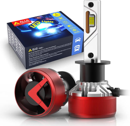 Alla Lighting 12000 Lumens HB3 9005 LED Headlights Bulbs, 6500K Xenon White, Xtreme Super Bright High Beam or Low Beam Conversion Kits Replacement