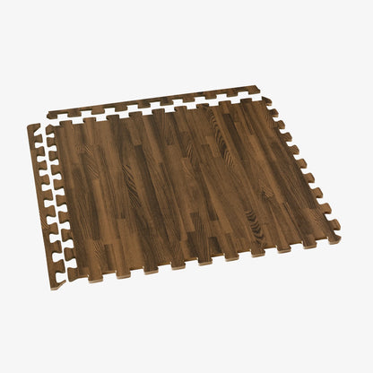 Forest Floor 5/8 Inch Thick Printed Foam Tiles, Premium Wood Grain Interlocking Foam Floor Mats, Anti-Fatigue Flooring, Walnut, 100 Sq Ft
