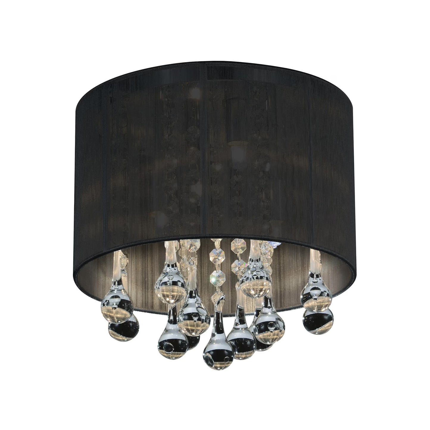 CWI Lighting Water Drop 4 Light Drum Shade Metal Flush Mount in Chrome