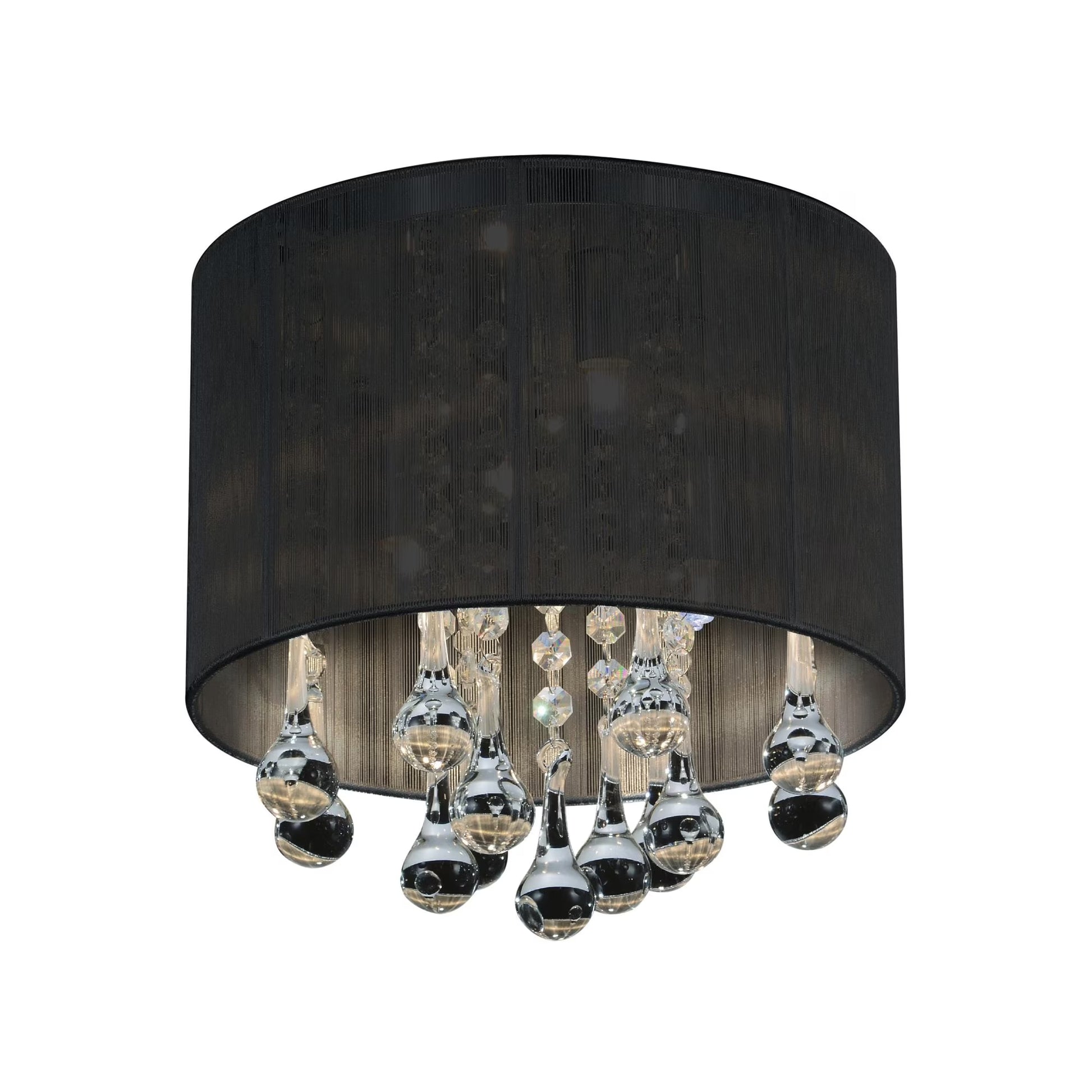 CWI Lighting Water Drop 4 Light Drum Shade Metal Flush Mount in Chrome