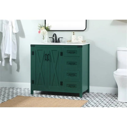 Elegant Lighting Vf90236 Grant 36" Free Standing Single Basin Vanity Set - White