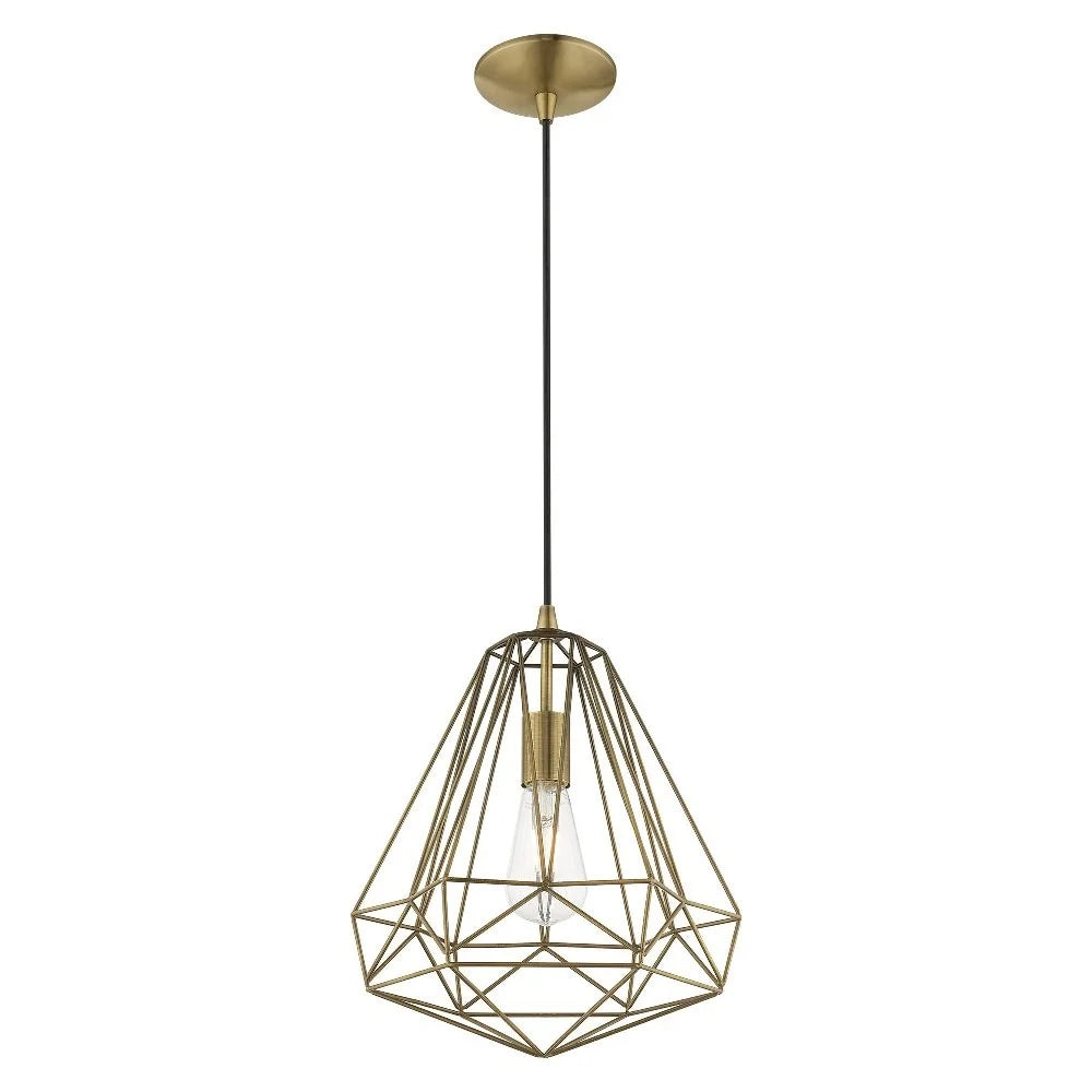 41324-69-Livex Lighting-Knox - 1 Light Pendant In Geometric Style-18 Inches Tall and 12.25 Inches Wide-Shiny White Finish -Traditional Installation