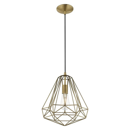 41324-69-Livex Lighting-Knox - 1 Light Pendant In Geometric Style-18 Inches Tall and 12.25 Inches Wide-Shiny White Finish -Traditional Installation
