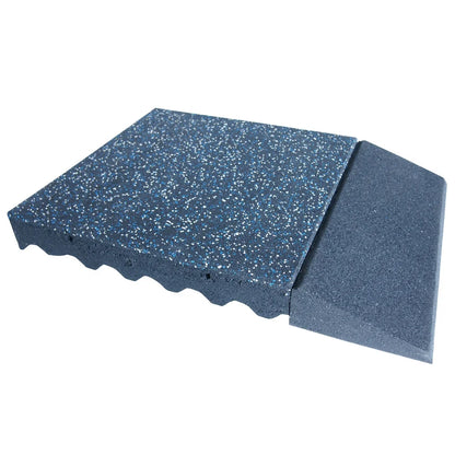 Rubber-Cal "Eco-Safety" Interlocking Playground Tiles - 3 x 19.5 x 19.5 Inch - 40 Pack - 111 Square Feet Coverage - Blue/White Speckled
