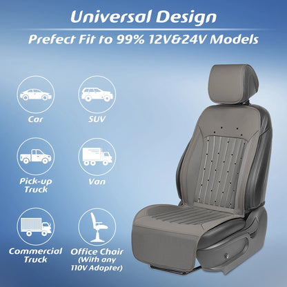 Paffenery 2025 Heating and Cooling Seat Cover Front Seat, 12V-24V Ventilated Cooling Car Seat Cushion, Cooled Seat Cover for Car SUV Truck Universal Fit, Fashion Grey
