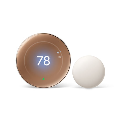 Google Nest Learning Thermostat (4th Gen) with Nest Temperature Sensor (2nd Gen) - Energy-Saving Smart Thermostat with Smart Schedule - Monitors Heating and Cooling System - Polished Obsidian
