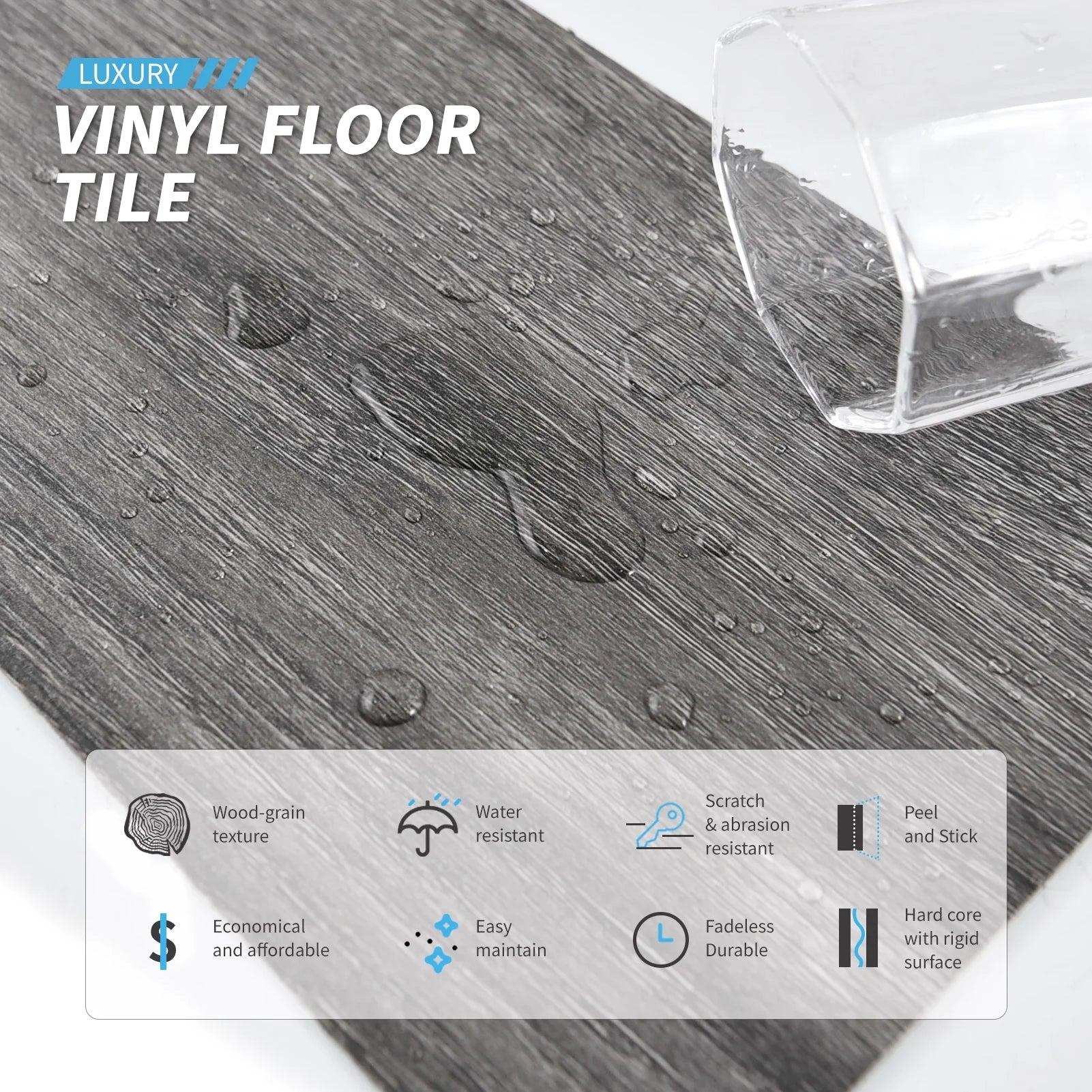 Self-adhesive 6" x 36" x 0.05" Luxury Vinyl Plank(36 pack)