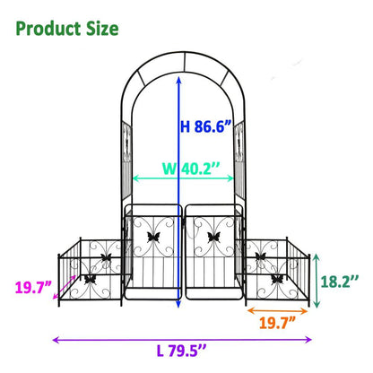 IVV 7.2ft Garden Arbor Arch with Gate and Side Planter Box, Wedding Arch Archway for Ceremony Party, Trellis for Plant Climbing, Christmas Decorations Pergola for Backyard, Lawn, Patio, Yard (Black)