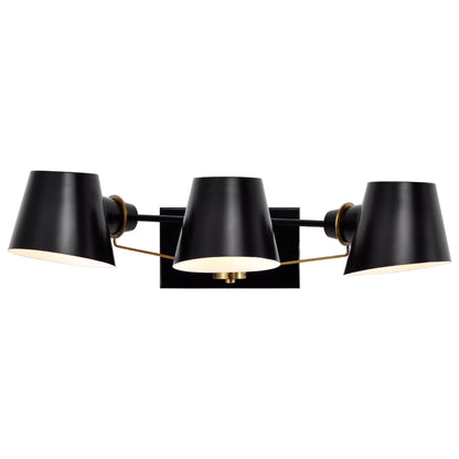 Nuvo Lighting Baxter 3 Light Vanity Black with Burnished Brass