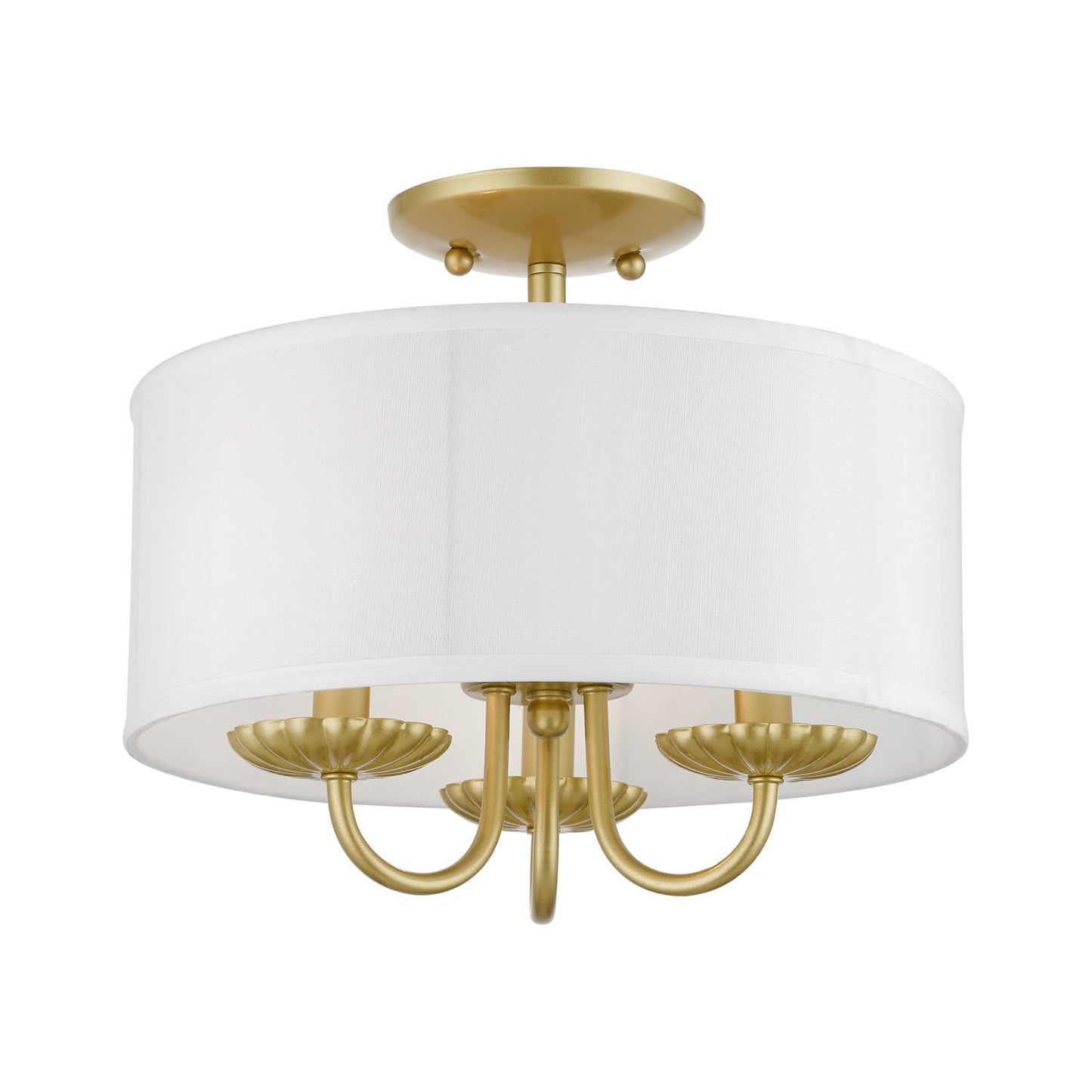 42987-33-Livex Lighting-Brookdale - 3 Light Semi-Flush Mount In Transitional Style-11 Inches Tall and 13 Inches Wide-Soft Gold Finish