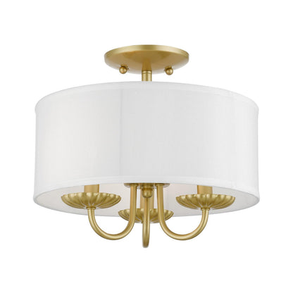 42987-33-Livex Lighting-Brookdale - 3 Light Semi-Flush Mount In Transitional Style-11 Inches Tall and 13 Inches Wide-Soft Gold Finish