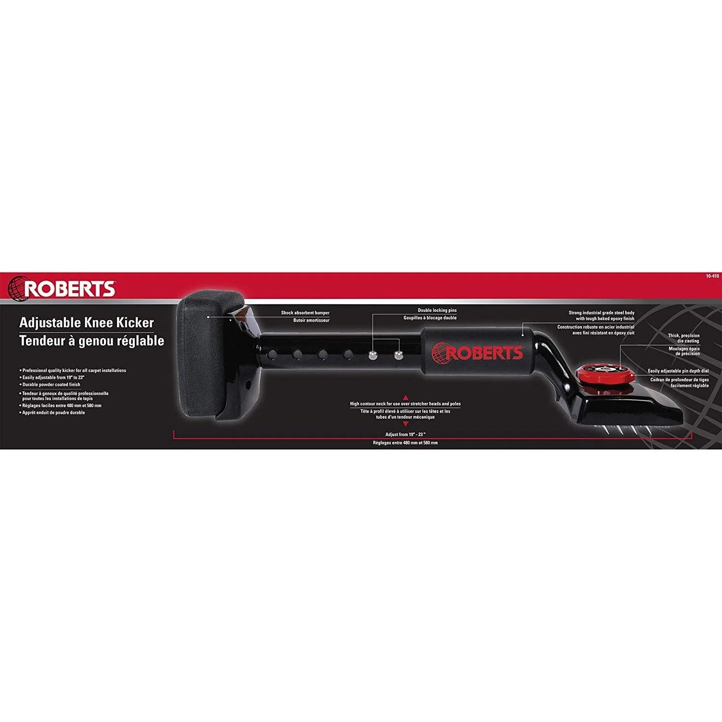 Roberts 10-410 Black Adjustable Carpet Knee Kicker