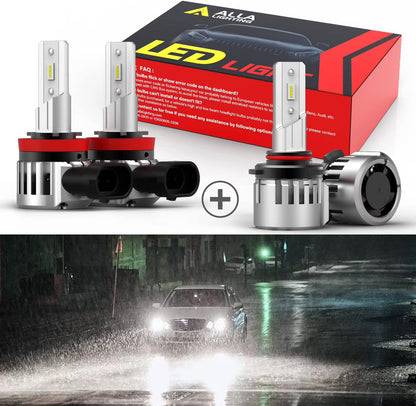 Alla Lighting 9006(HB4) 9005(HB3_ LED Headlights Bulbs Combo High Beam, Low Beam Replacement, 6000K-6500K Xenon White Xtreme Super Bright Conversion Kits
