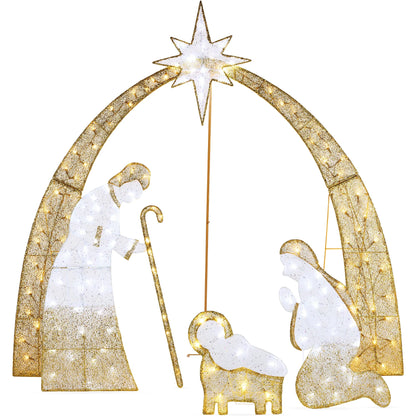 Best Choice Products 4.5ft Lighted 2D Christmas Nativity Scene Outdoor Yard Decor w/115 Twinkling LED Lights