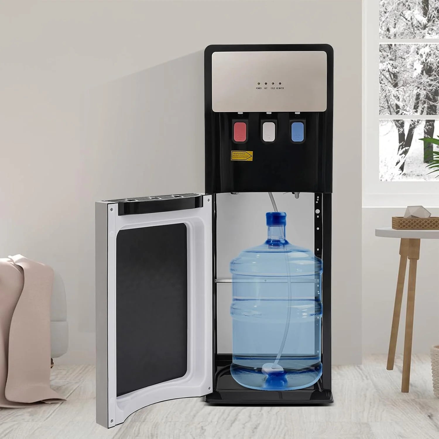 Bottom Loading Water Dispenser for 5 Gallon Bottle, 3 Temperature Settings (Hot, Room & Cold Water), 110V US Plug, 5L/H Rapid Heating, 0.53Gal/H Cooling, Anti-Scald Design for Home/Office (Grey)