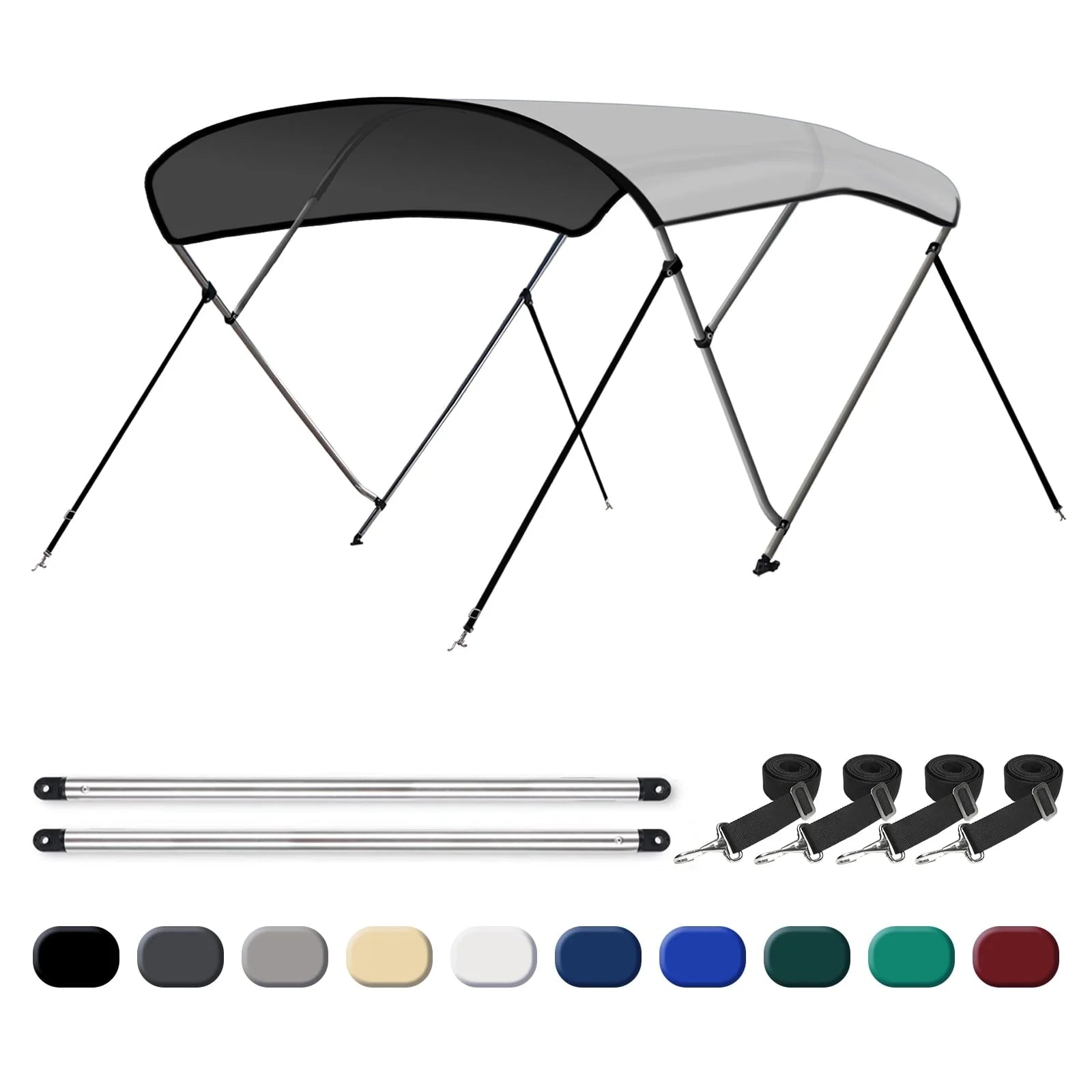 Leader Accessories 3 Bow Bimini Top Boat Cover Includes Mounting Hardwares with Aluminum Frame,Multi Colors