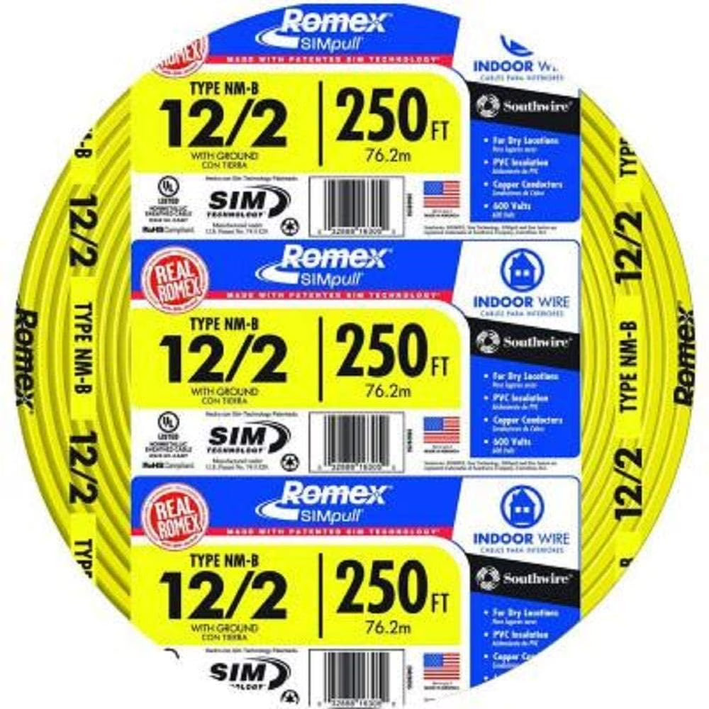 Southwire 250' Yellow PVC Electrical Wire, 2 Pack