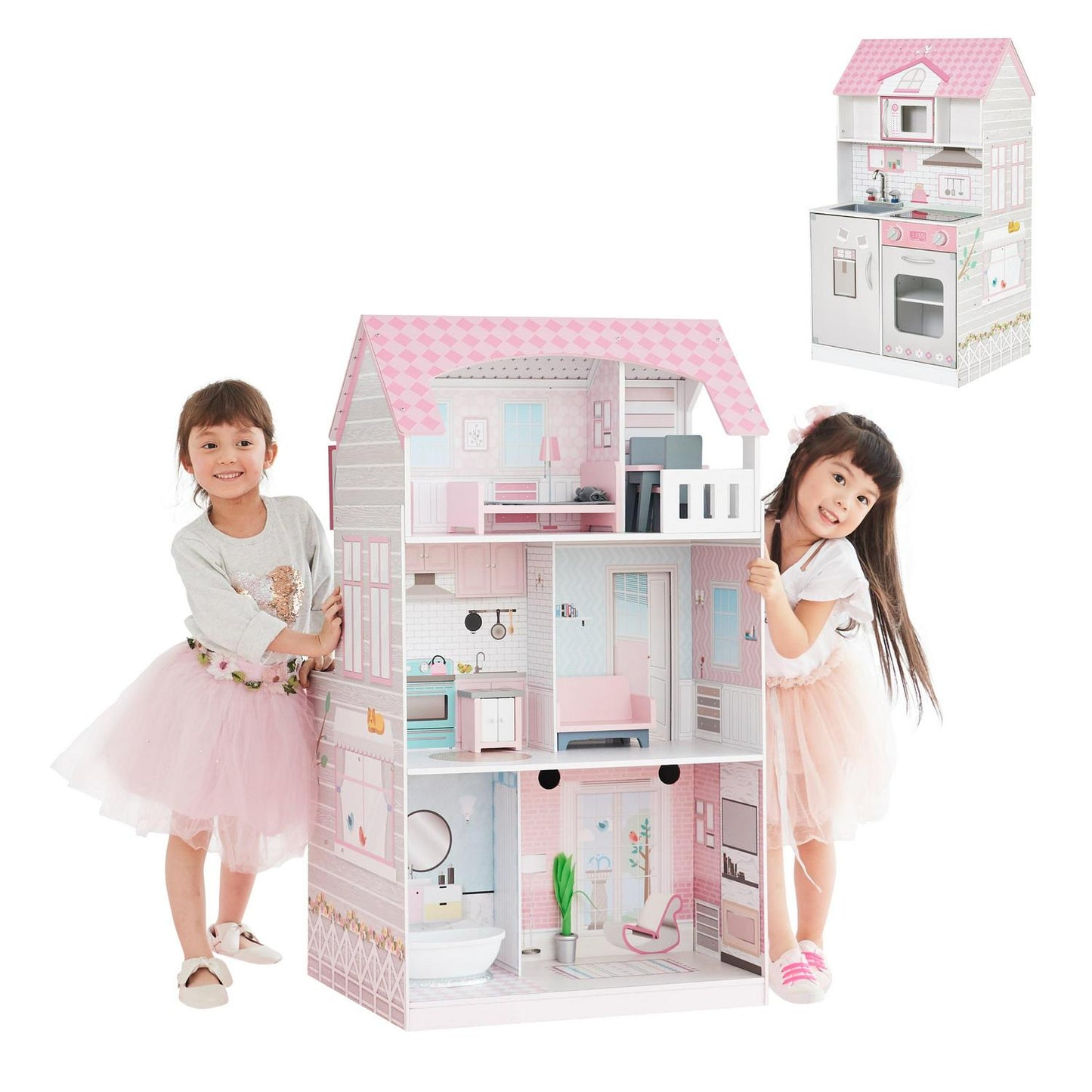 Teamson Kids Wonderland Ariel 2-in-1 Dollhouse/Play Kitchen Set