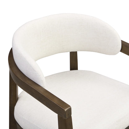 Christopher Knight Home 7-Piece Dining Set with 95" Wood Table, Curved Back Upholstered Armchairs, Walnut & Beige