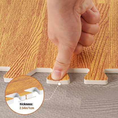 ARVAKOR Wood Grain Puzzle Mat 1/2-in, 24 Tiles EVA Foam Interlocking Floor Tiles (96SQ FT) for Secure Indoor Room Workout Flooring and Playmat
