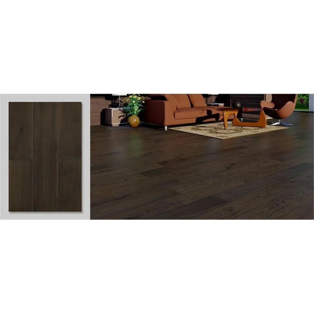 East West Furniture SP-7HH05 Sango Premier Engineered Wood Flooring - European Oak - 1/2 in x 7 in x Random Length Handscraped, 26.24 sqft/box, Shadow Grey