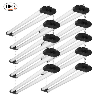 KFFKFF LED Shop Light Bundle of 10, 4 Feet, 40W Connectable Workshop Lighting, 4500 Lumens Surface & Suspended Mount Ceiling Lamps 59 inch Power Cables with ON/OFF Toggle, Suitable for Garage