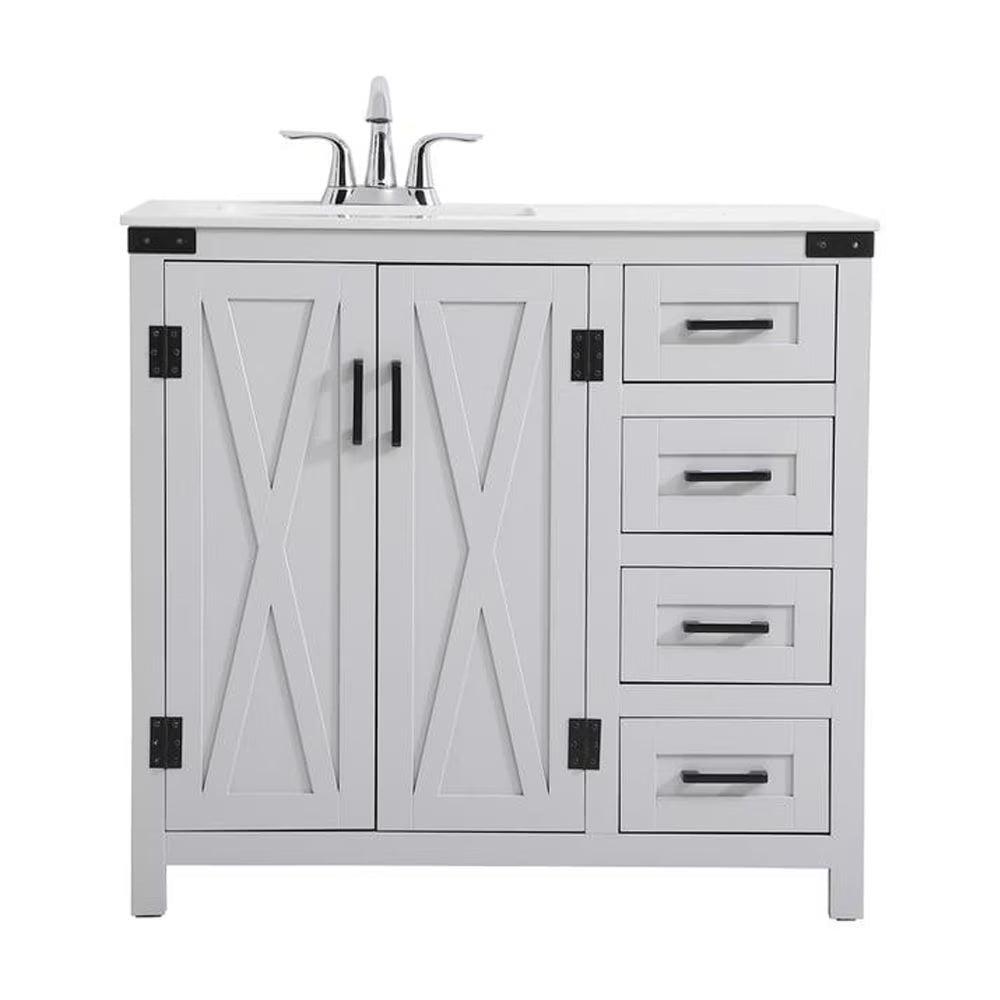 Elegant Lighting Vf90236 Grant 36" Free Standing Single Basin Vanity Set - White