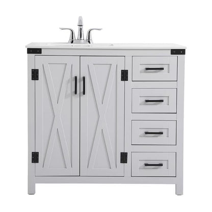 Elegant Lighting Vf90236 Grant 36" Free Standing Single Basin Vanity Set - White