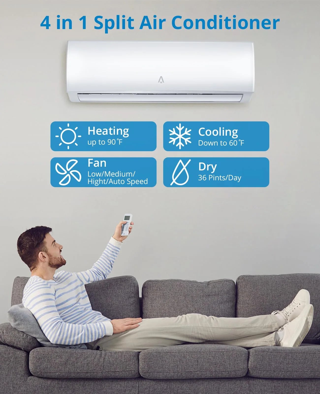 12000BTU Mini Split AC/Heating System, 19 SEER 230V Split AC Unit Cools Up to 750 Sq. Ft, Wifi Enabled Mini Split Heating and Cooling Compatible with Alexa, Installation Kit