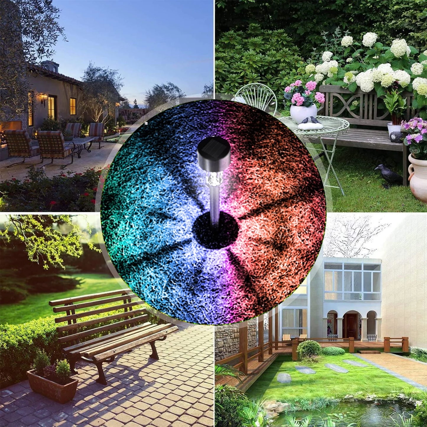 ROMUCHE 24PCS Solar Lights Outdoor Solar Garden Lights Solar Stake Lights Waterproof LED Lawn Light Seal Stainless Steel Solar Lights for Outside Pathway Garden Patio Christmas Decor(RGB)