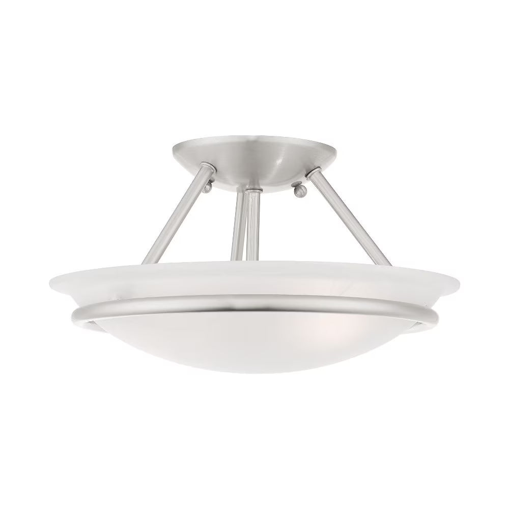 Livex Lighting Newburgh Black/White Stainless Steel/Alabaster Glass Ceiling Mount