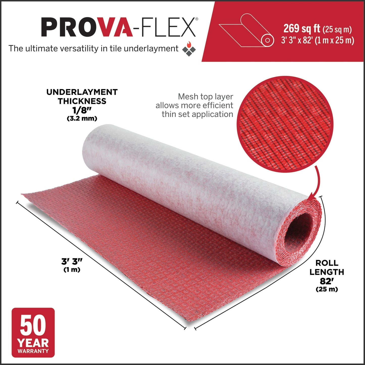 M-D Building Products TT8004RED82R 3.28 in. x 82 ft. PROVA-FLEX Underlayment Roll (269 SQ FT)