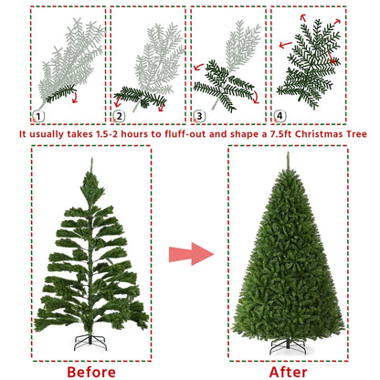 Topeakmart 7.5 ft Ultra-Thick Artificial Christmas Tree Holiday Decoration Tree with Foldable Stand and 2326 Branch Tips Green