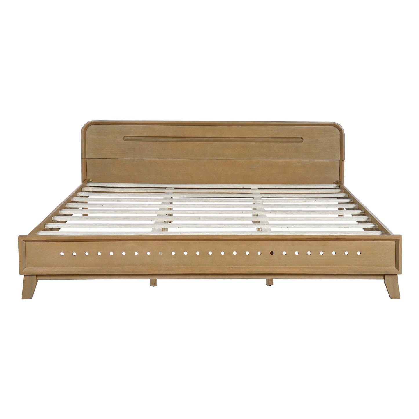 Christopher Knight Home King Size Bed Frame with Headboard, Solid Wood Platform Bed, Earthy Khaki