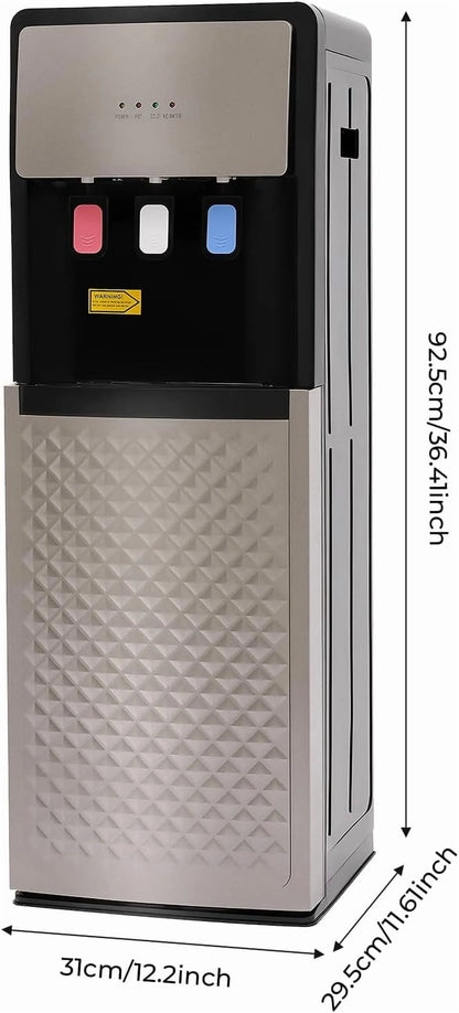 Bottom Loading Water Dispenser for 5 Gallon Bottle, 3 Temperature Settings (Hot, Room & Cold Water), 110V US Plug, 5L/H Rapid Heating, 0.53Gal/H Cooling, Anti-Scald Design for Home/Office (Grey)